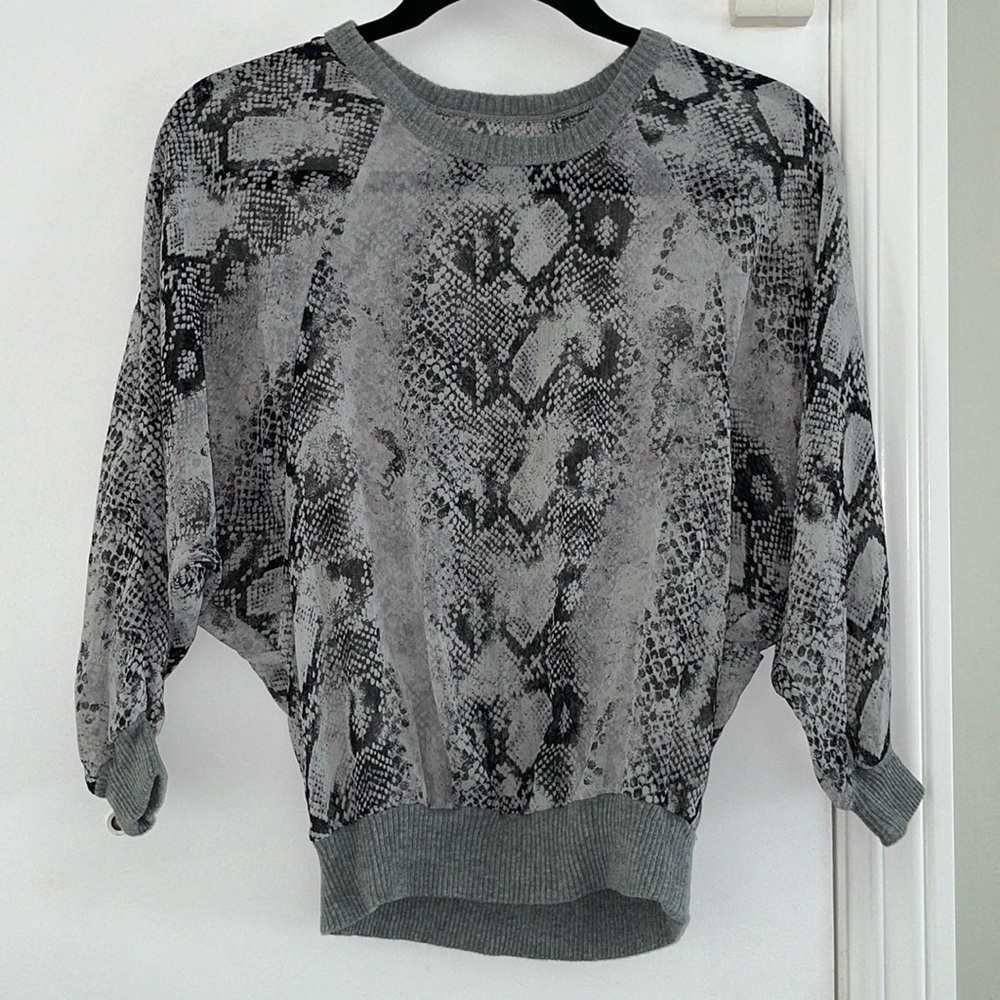 Enza Costa Sheer Snakeskin Black & Gray Blouse | XS